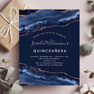 Budget Quinceanera agate marble blue rose gold