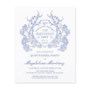BUDGET Quinceanera Birthday Blue Floral Crest