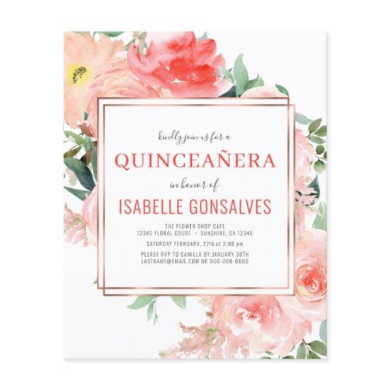 Budget QUINCEAÑERA Birthday Peach Coral  Flyer