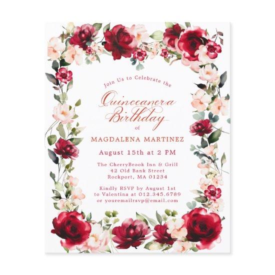 BUDGET Quinceanera Birthday Red Rose Pink Peony
