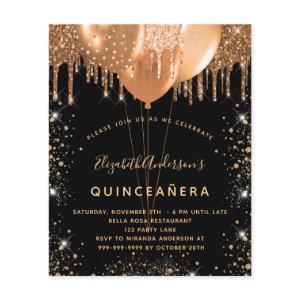 Budget Quinceanera black gold glitter