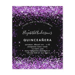 Budget Quinceanera black purple glitter