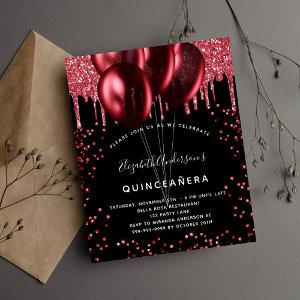 Budget Quinceanera black red glitter