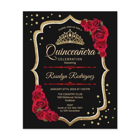 Budget Quinceanera - Black Red Gold  Flyer