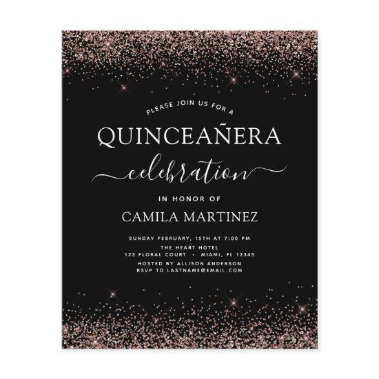 Budget Quinceanera Black Rose Gold Blush Pink