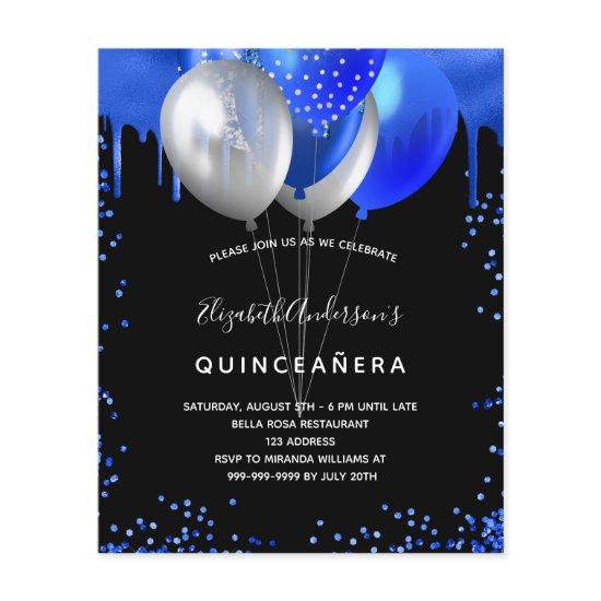 Budget Quinceanera black royal blue