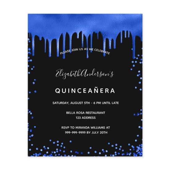 Budget Quinceanera black royal blue