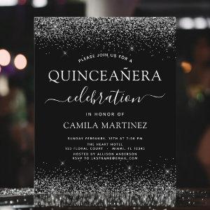 Budget Quinceanera Black Silver Glitter