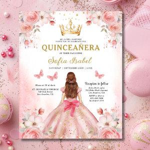 Budget Quinceañera Blush Pink Floral Butterfly