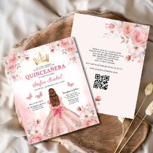 Budget Quinceañera Blush Pink Floral Butterfly