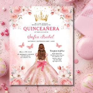 Budget Quinceañera Blush Pink Floral Butterfly Flyer