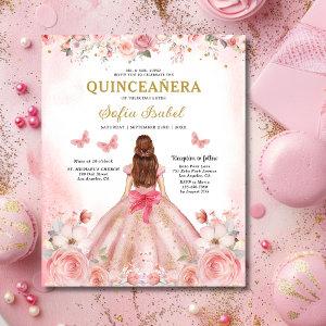 Budget Quinceañera Blush Pink Rose Floral Flyer
