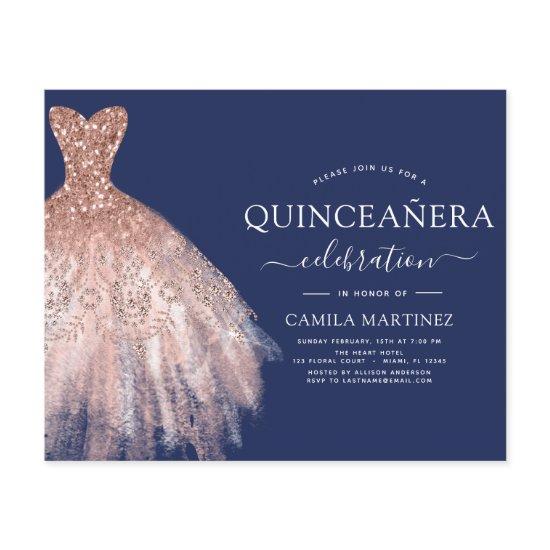 Budget Quinceanera Blush Pink Rose Gold Navy Blue