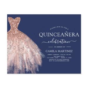 Budget Quinceanera Blush Pink Rose Gold Navy Blue Flyer