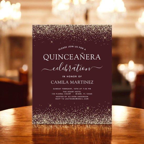 Budget Quinceanera Burgundy Gold  Flyer
