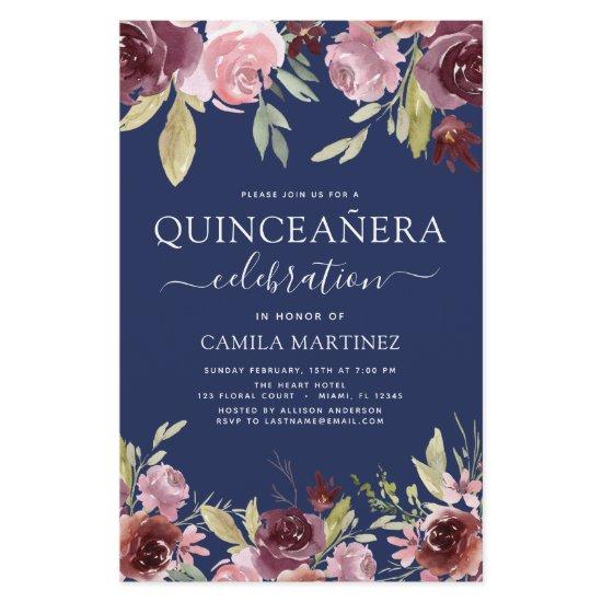Budget Quinceanera Burgundy Pink Floral
