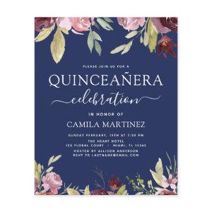 Budget Quinceanera Burgundy Pink Floral  Flyer