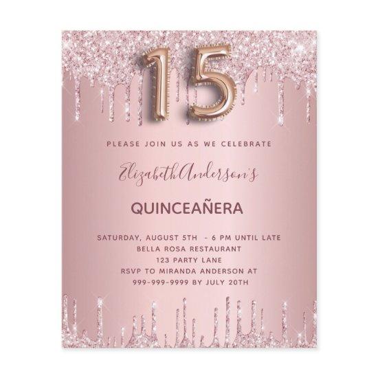 BUDGET Quinceanera dusty rose glitter pink