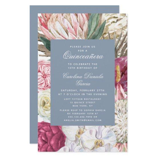 Budget Quinceañera Elegant Boho Watercolor Floral