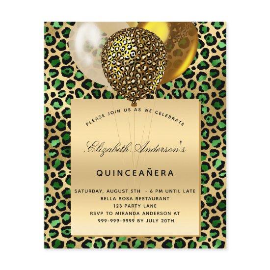 Budget Quinceanera emerald green leopard balloon