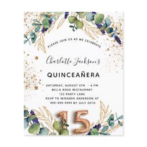 Budget quinceanera eucalyptus greenery glitter