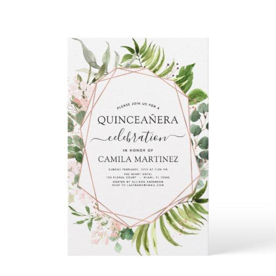 Budget Quinceanera Eucalyptus Rose Gold Geometric