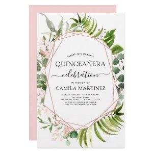Budget Quinceanera Eucalyptus Rose Gold Geometric