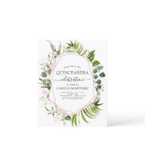 Budget Quinceanera Eucalyptus Rose Gold Geometric