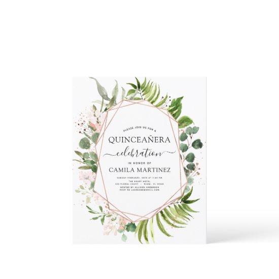 Budget Quinceanera Eucalyptus Rose Gold Geometric