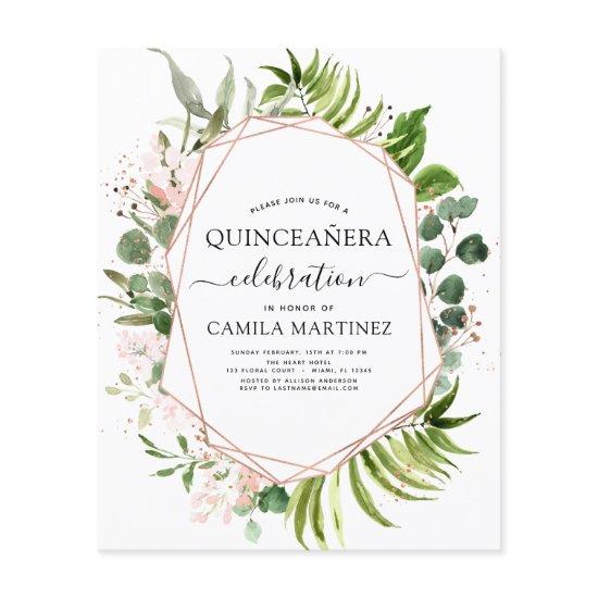 Budget Quinceanera Eucalyptus Rose Gold Geometric Flyer