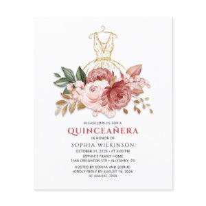 Budget Quinceanera Faux Gold Dress Floral