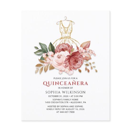Budget Quinceanera Faux Gold Dress Floral