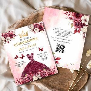 Budget Quinceanera Floral Burgundy Princess  Flyer