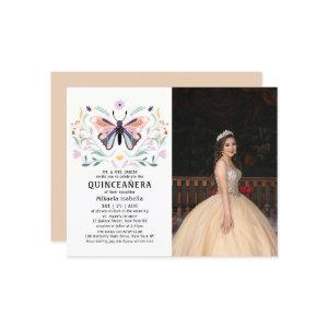 Budget Quinceañera Gold Butterfly Photo Floral