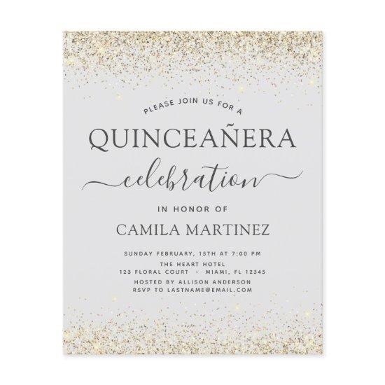 Budget Quinceanera Gold Glitter  Flyer