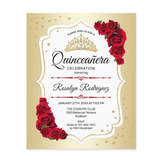 Budget Quinceanera - Gold White Red  Flyer