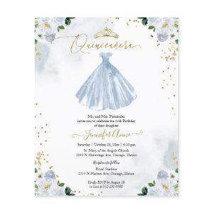 Budget Quinceanera  Blue Floral Gown