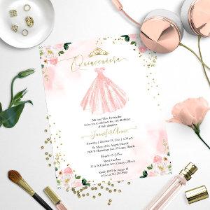 Budget Quinceanera  Blush Floral Gown