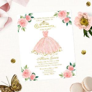 Budget Quinceanera  Gold Blush Gown