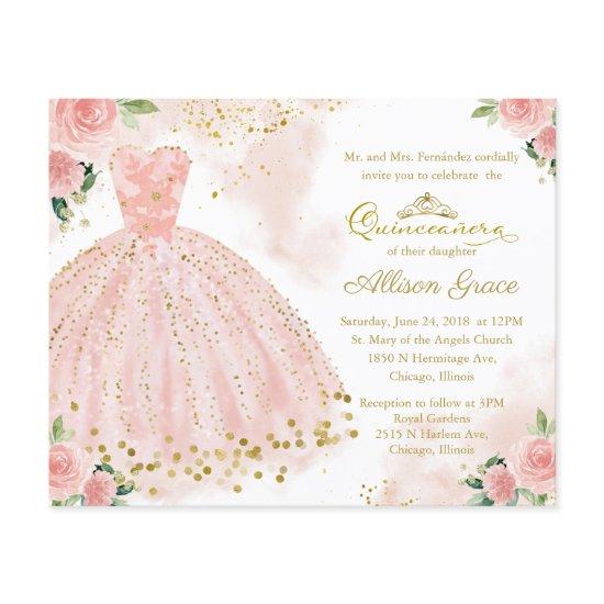 Budget Quinceanera  Gold Blush Gown