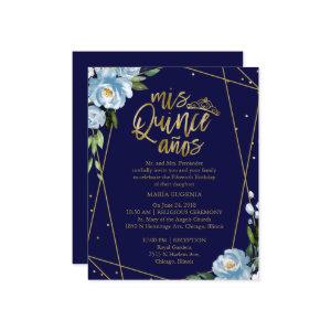 Budget Quinceanera  Gold Foil Dark Blue