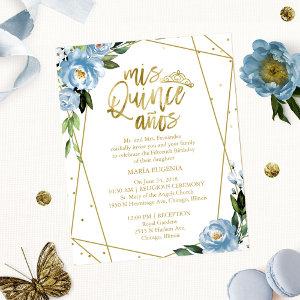 Budget Quinceanera  Gold Foil Dusty Blue
