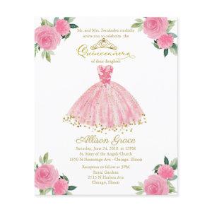 Budget Quinceanera  Gold Hot Pink Gown