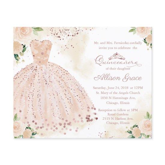 Budget Quinceanera  Rose Gold Blush Gown