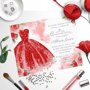 Budget Quinceanera  Silver Red Gown