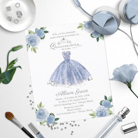 Budget Quinceanera  Spanish Blue Gown