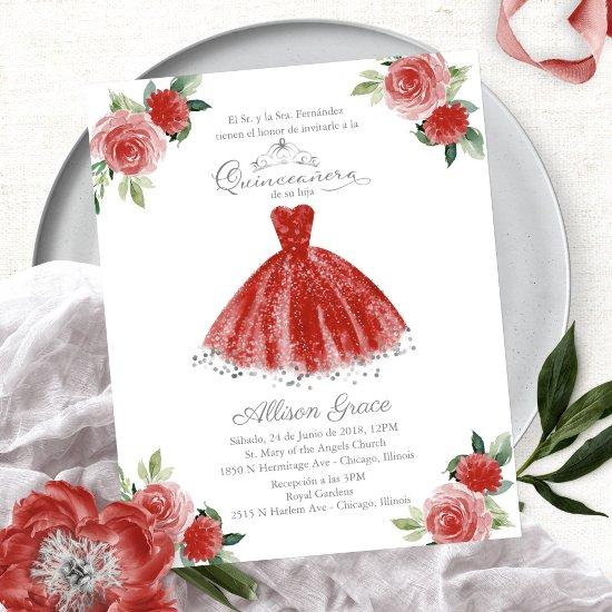 Budget Quinceanera  Spanish Red Gown