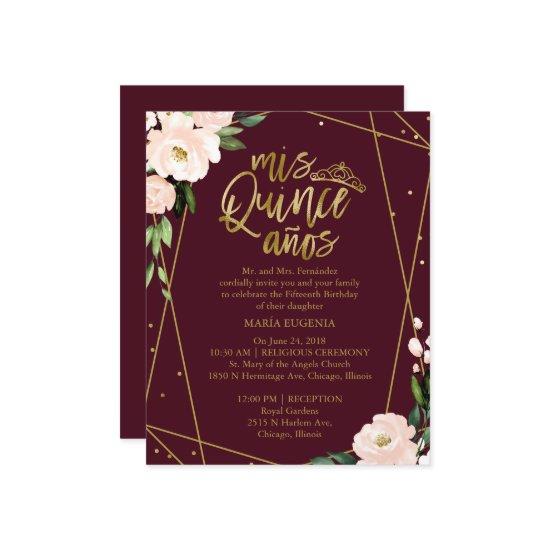 Budget Quinceanera  Gold Blush Burgundy