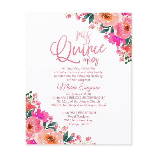 Budget Quinceanera  Hot Pink Floral