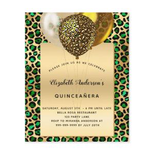 Budget Quinceanera leopard emerald green gold